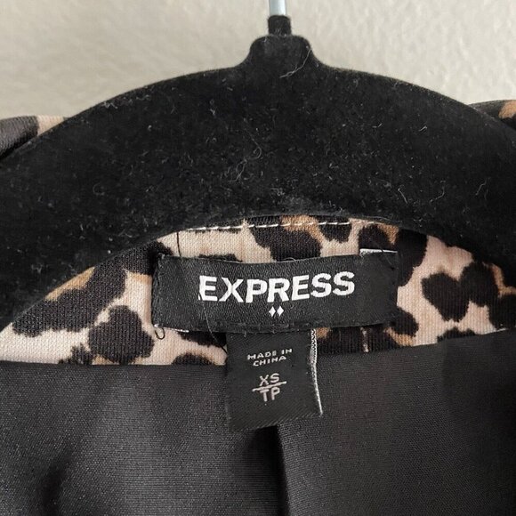 Express Women XS Leopard Print Knit Modern Long Sleeve Longline Boyfriend Blazer - Picture 9 of 12